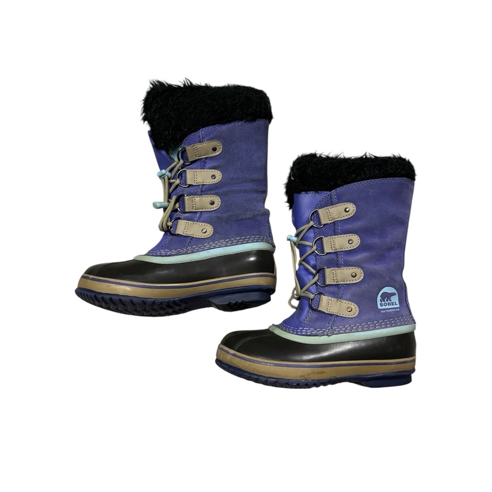 Sorel Purple Boots with Black Fur Girls Size 3